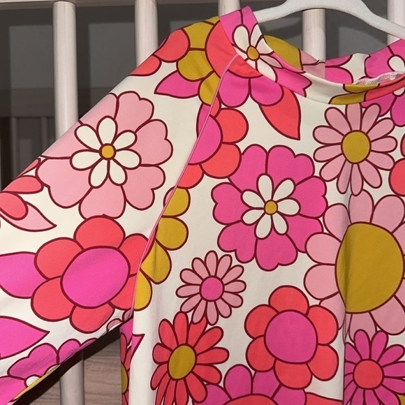 Boden Rashguard Girls Colorful Retro 60s Groovy Floral Swimsuit Long Sleeve - Picture 5 of 7